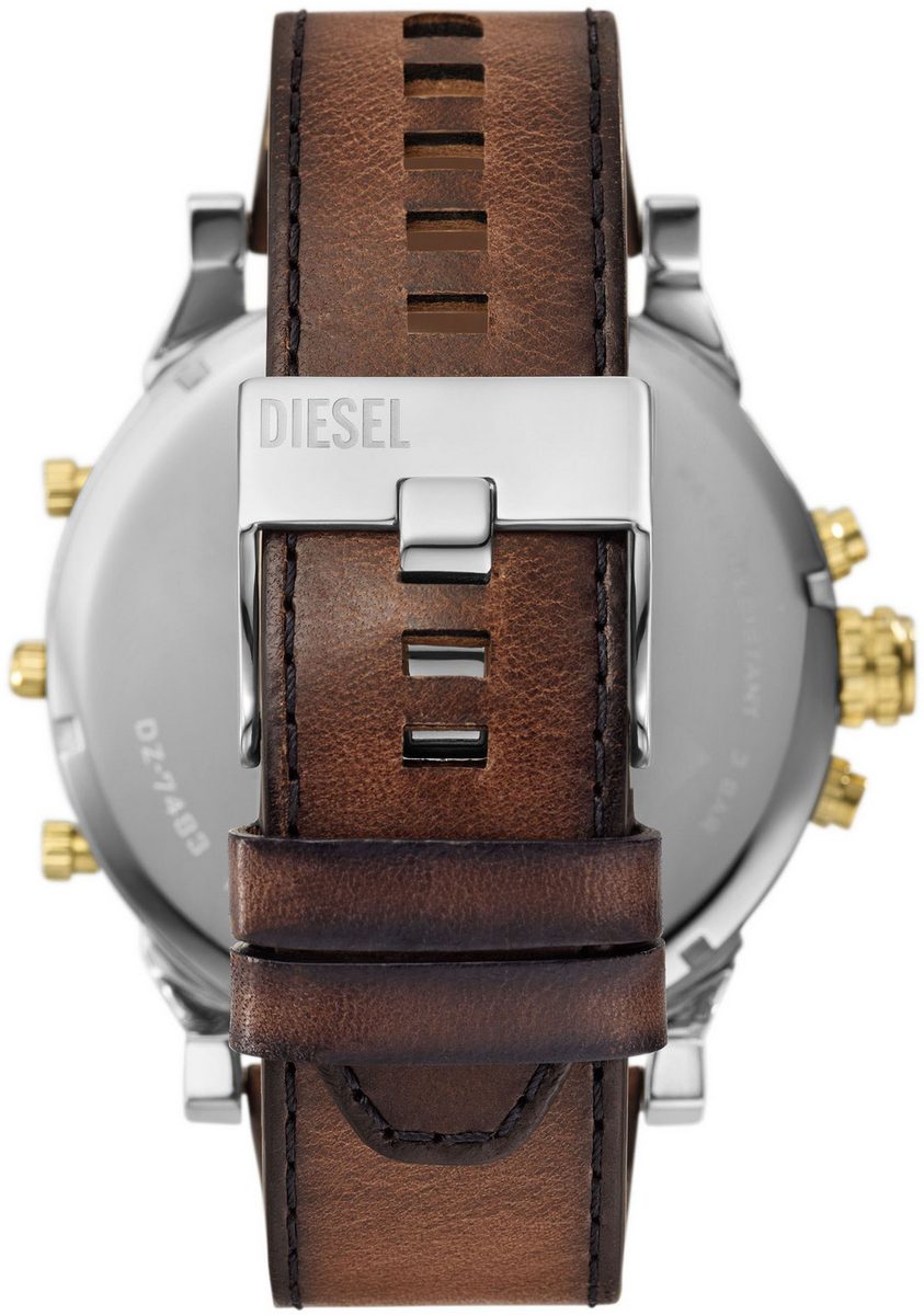 Diesel Mr. Daddy 2.0 DZ7483 Men’s Chronograph Watch | Gold & Brown Leather | Original Diesel Germany