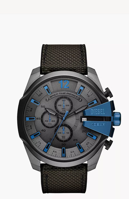 Diesel Men's Mega Chief Chronograph Black and Gray Nylon Watch DZ4500