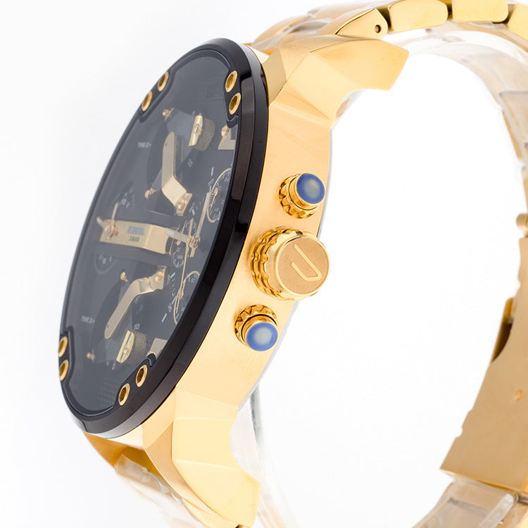 Diesel Mr. Daddy 2.0 DZ7333 Gold Chronograph Men’s Watch – Multi-Time Zone Luxury Timepiece”