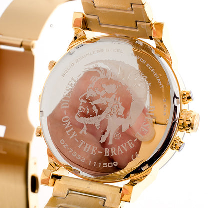Diesel Mr. Daddy 2.0 DZ7333 Gold Chronograph Men’s Watch – Multi-Time Zone Luxury Timepiece”