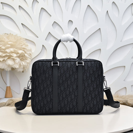 Dior Men’s Briefcase in Dior Oblique Jacquard).