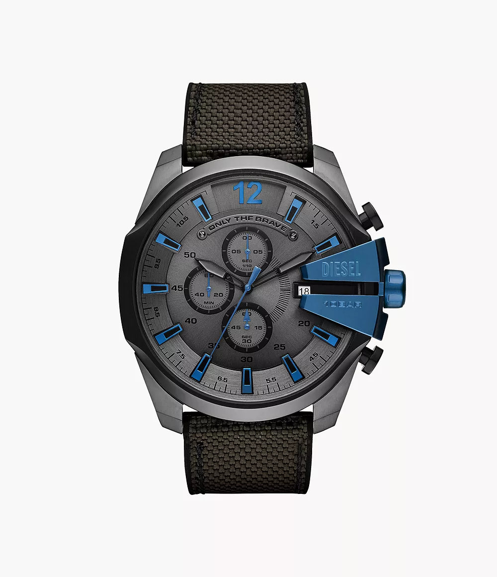 Diesel Men's Mega Chief Chronograph Black and Gray Nylon Watch DZ4500