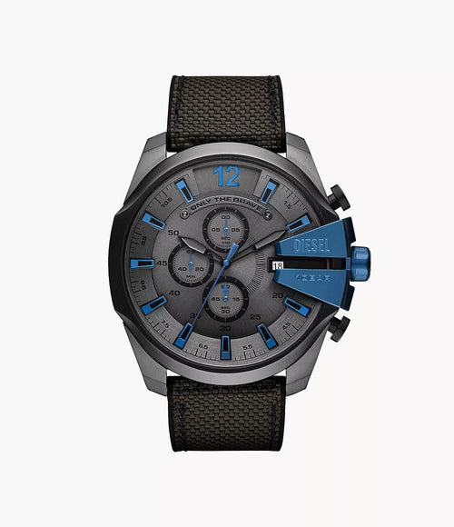 Diesel Men's Mega Chief Chronograph Black and Gray Nylon Watch DZ4500