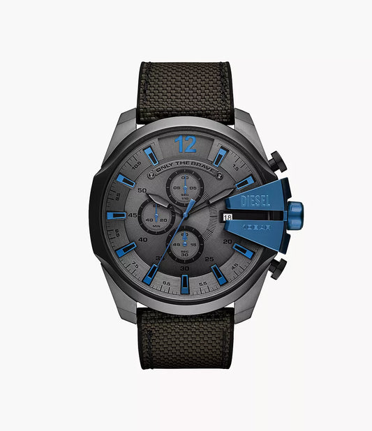 Diesel Men's Mega Chief Chronograph Black and Gray Nylon Watch DZ4500