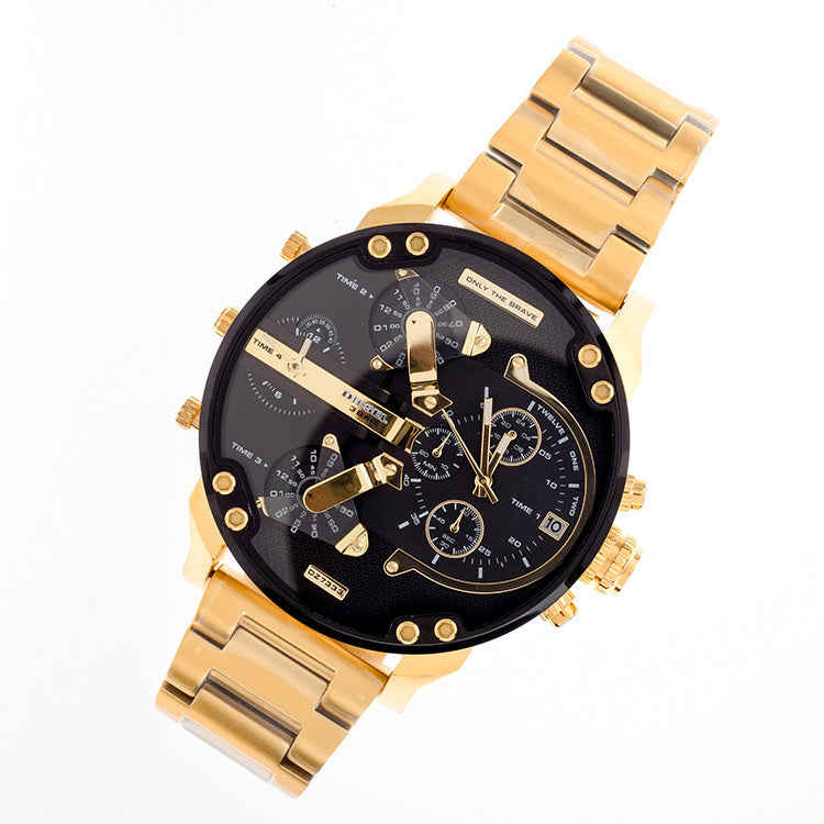 Diesel Mr. Daddy 2.0 DZ7333 Gold Chronograph Men’s Watch – Multi-Time Zone Luxury Timepiece”