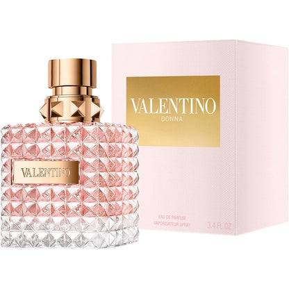 Valentino Donna EDP 100ml – a luxurious floral-powdery perfume with rose, iris, leather & vanilla. Elegant, feminine, long-lasting. 100% authentic designer fragrance.